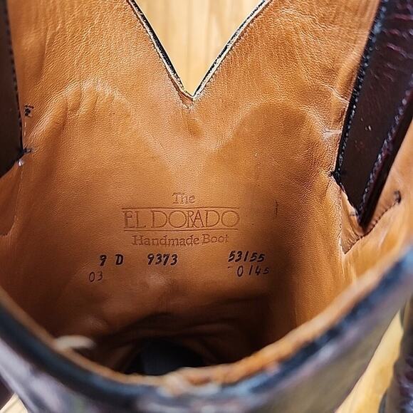 Handmade HTF Basket-Weave Leather El Dorado Western Cowboy Boots Men's 9D - Picture 12 of 12